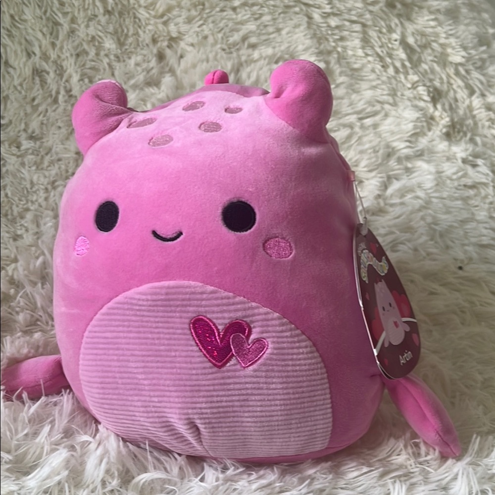Squishmallows Pink Plush with Heart Accents